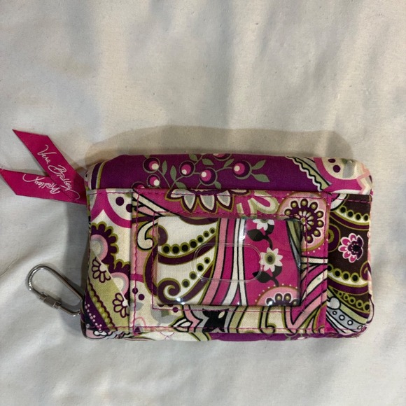 Vera Bradley Wallet Coin Pouch Card Holder ID Window Pink Purple Floral Quilted - Picture 2 of 7